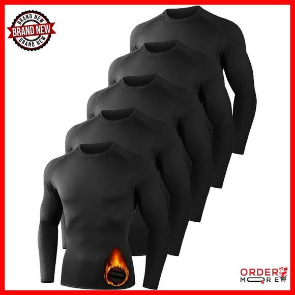 Men's Thermal Compression Long Sleeve Shirt 5-Pack Base Layer Winter
